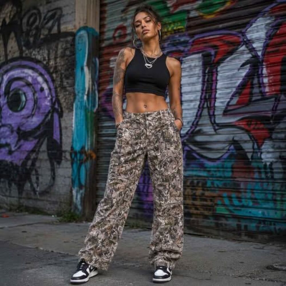 Windsor Women’s Camo Wide Leg Pants Size L / 10 New Urban Streetwear